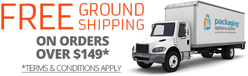 Introducing a new way to save at Packaging Options Direct. We know that shipping charges can get expensive. Starting today, get free ground shipping on orders $149 or more. This is a perfect way to order large quantities of packaging supplies and stock up for the new year.